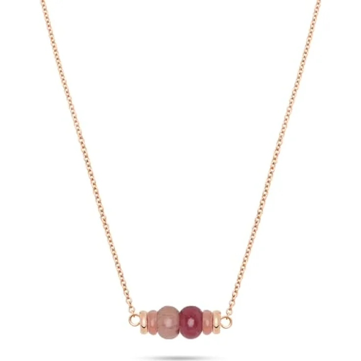 Tamaris Necklace, Kette mit bunten Natursteinen aus Edelstahl, IP Roségold, verstellbar bis 45 cm, wasserfest & hautfreundlich