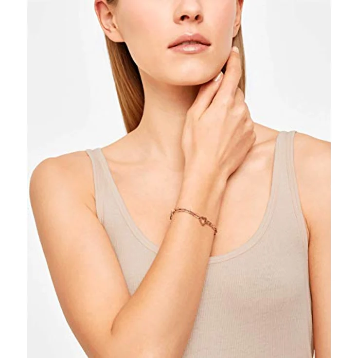 LIEBESKIND Berlin Herzarmband, Damen-Handkette aus roségold Edelstahl mit klaren Linien, zeitloses Design – Bild 3