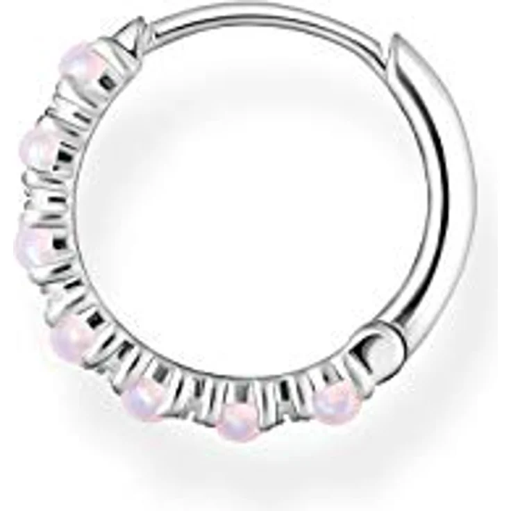 THOMAS SABO Damen Einzel-Creole, 925er Sterlingsilber mit Rosa Steinen, 15 mm Durchmesser, CR664-166-7 – Bild 2