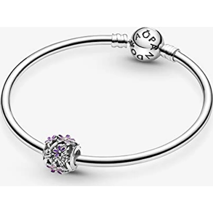 Pandora Charm 798772C02, lilafarbenes Gänseblümchen aus Sterling-Silber mit Emaille-Details – Bild 5