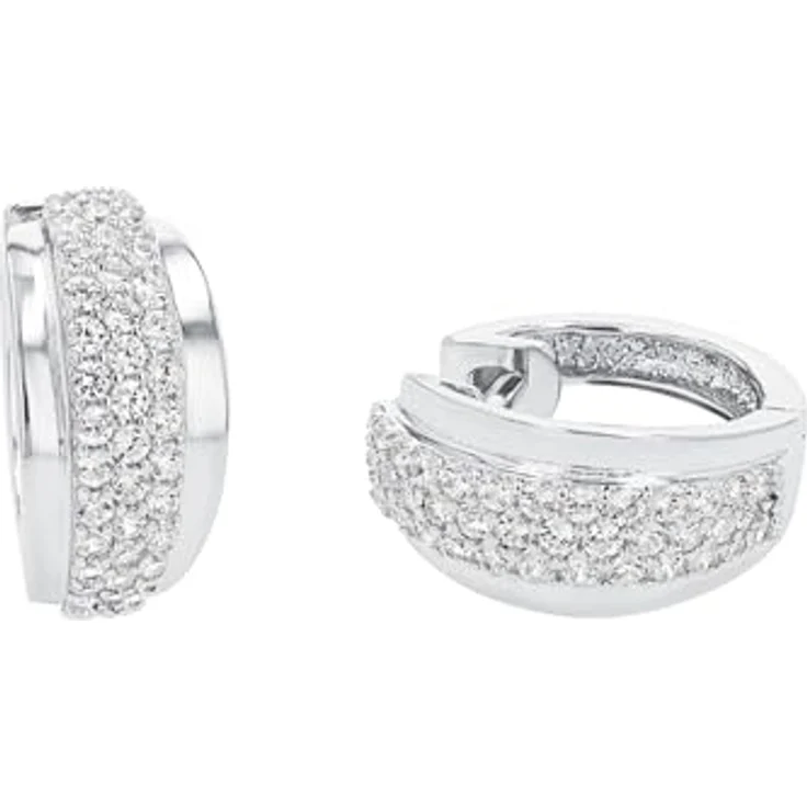 Amor Creolen 925 Sterling Silber Damen Ohrschmuck, mit 78 Zirkonia, 1,5 cm, Silber, in Schmuck Geschenk Box, 2024100 – Bild 1