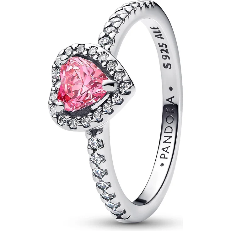 Pandora 198421C03 Damenring, Erhabenes Herz Pink aus 925 Sterlingsilber mit Zirkonia, Breite Ringkopf 8 mm – Bild 1