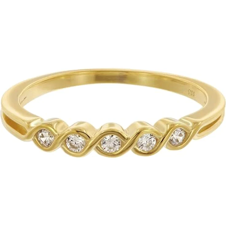 trendor Damenring Gold 333/8K mit 5 Zirkonias, elegantes Schmuckstück für Frauen, Ringgröße 50/15,9, edle Geschenkidee – Bild 2