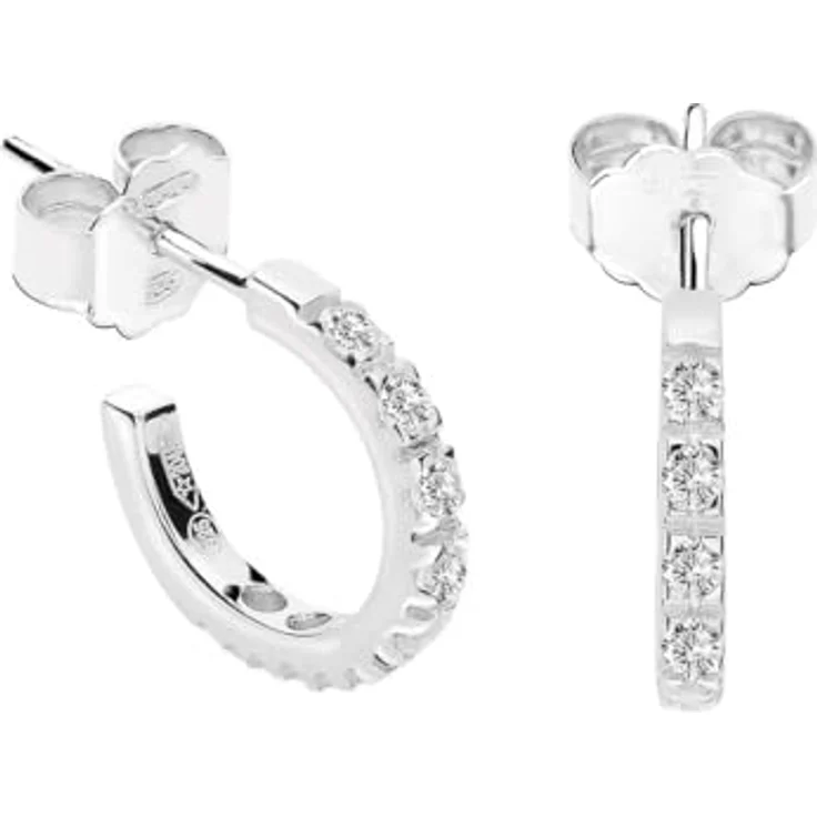 FAVS Damen-Creolen 925er Silber mit 16 Zirkonia, One Size – Bild 1