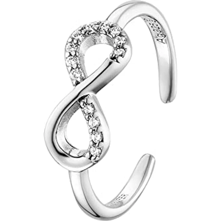 Engelsrufer Damen Ring Infinity, Sterlingsilber rhodiniert mit Zirkonia, Größenverstellbar, Silber, ERR-INFINITY-ZI