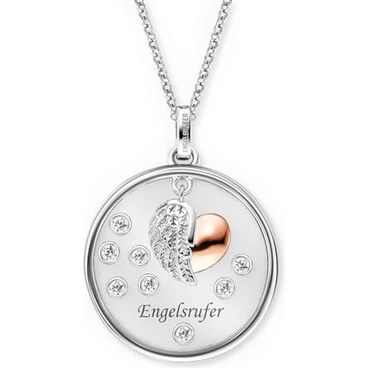 Engelsrufer Silberkette, Damen-Kette aus 925er Silber mit 8 Zirkonia, rhodiniert, 46-50 cm variabel – Bild 1