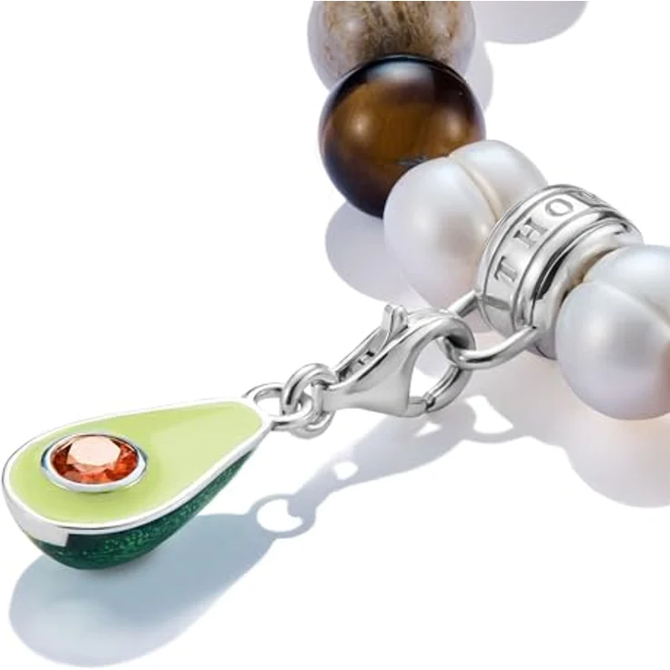 THOMAS SABO Charm-Anhänger Avocado, aus recyceltem 925 Silber mit Zirkonia, silberfarben, braun, grün, ca. 26 mm hoch, Karabinerverschluss – Bild 3