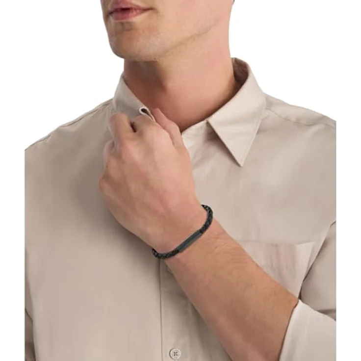 Calvin Klein VELOCITY Armband für Herren, geflochtenes schwarzes Leder mit verstellbarem Magnetverschluss - 35100025 – Bild 3