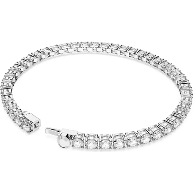 Swarovski Matrix Tennis Armkettchen, Rhodiniertes Armband mit Strahlenden Swarovski Kristallen – Bild 4