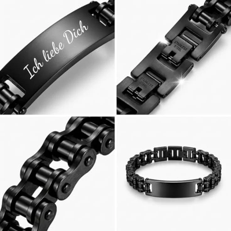 UNIQAL Personalisiertes Lederarmband mit Gravur "SHAPE", Unisex, 21 cm, Magnetverschluss, handgemacht in Deutschland, echtes Rindsleder, inklusive Geschenkbox – Bild 2