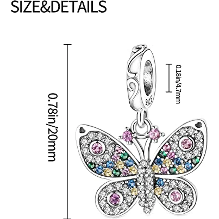 Pandach Damen Charm Anhänger 925 Sterling Silber, Zirkonia Charms Beads für Armband und Halskette, kompatibel mit Europäischen Armbändern – Bild 5