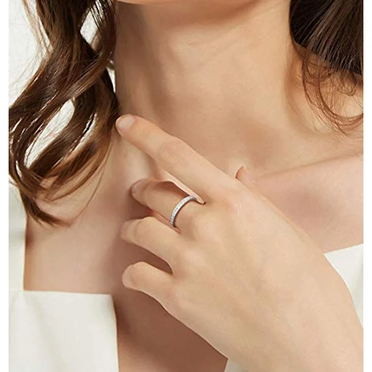 Zakk Eternity Ring 2mm, Damen Ewigkeitsring aus Titan mit Zirkonia, silber, Größe 69 (22.0) – Bild 5