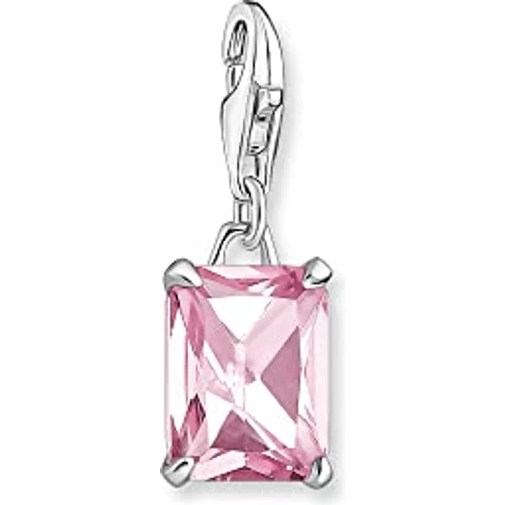 THOMAS SABO Charm-Anhänger 925 Sterlingsilber mit rosa Stein, Charm Club Anhänger mit Karabinerhaken – Bild 1