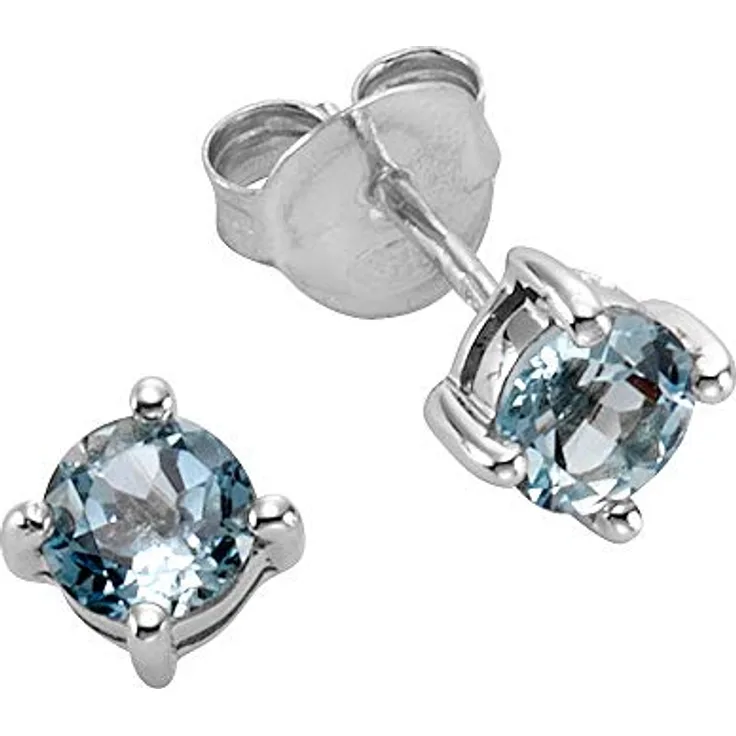 Zeeme Gemstones Damen Ohrringe 925/- Sterling Silber, 0,5cm, glänzend, Blautopas beh., inkl. Etui