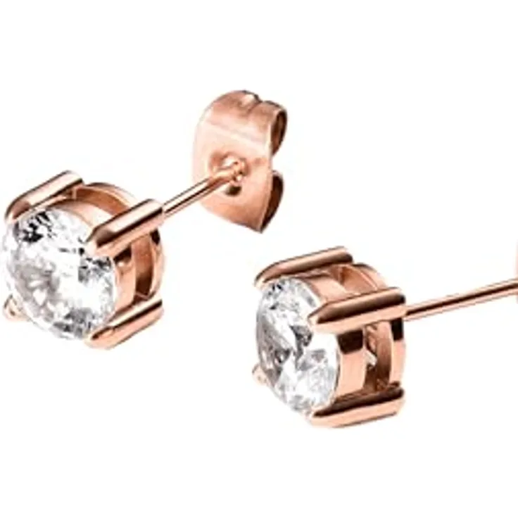Purelei Pristine Ohrringe – Zeitlose Ohrstecker mit 6 mm Zirkonia in Roségold, Edelstahl mit 18K Vergoldung, leicht & komfortabel