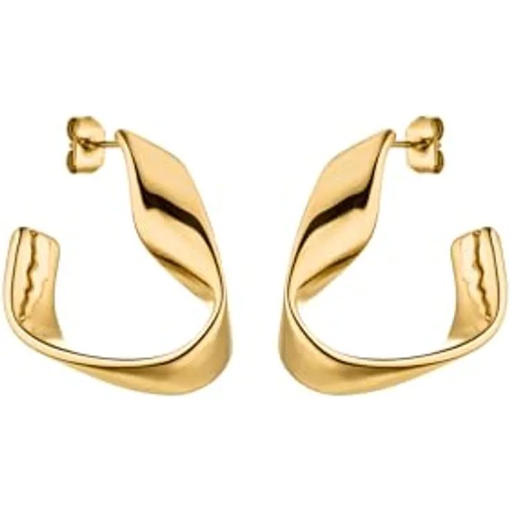 Purelei River Ohrringe, 18K vergoldet im Möbiusband-Design, Damenohrringe in Gold mit asymmetrischer Form