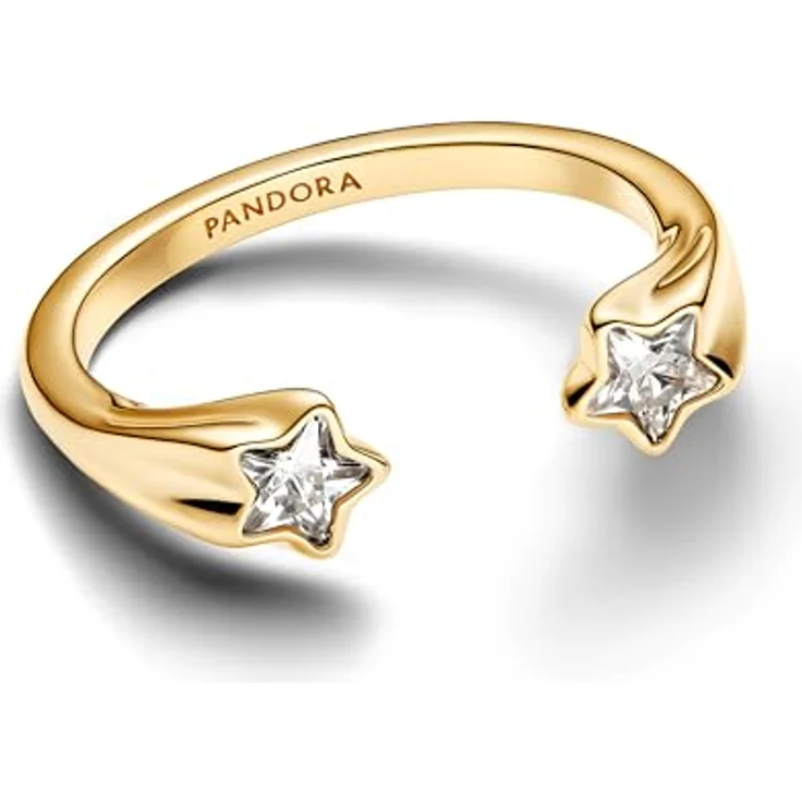 PANDORA Moments Sternschnuppen Offener Ring aus Sterling Silber mit vergoldeter Metalllegierung und Zirkonia, Größe: 56, 163582C01-56 – Bild 2