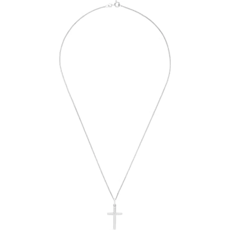 Amor Kette mit Kreuz-Anhänger aus 925 Sterling Silber, Unisex Halsschmuck, 45 cm, Geschenkbox – Bild 2