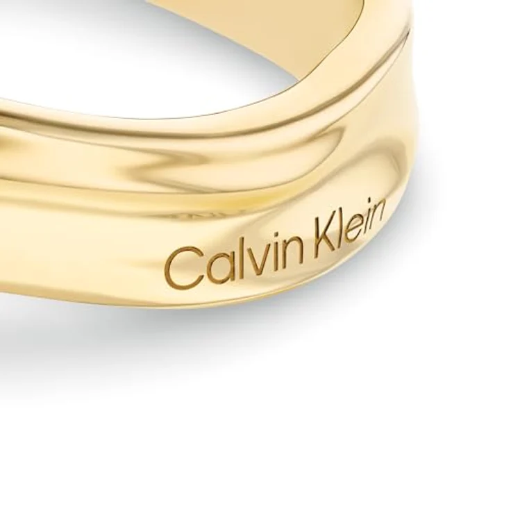 Calvin Klein ELEMENTAL Armreif für Damen, Gelbgold, skulpturales Design aus Edelstahl mit goldfarbener Ionenplattierung, 17,5 cm Umfang, integrierter Scharniermechanismus – Bild 2