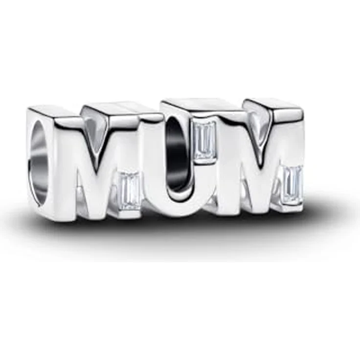PANDORA Charm Mum wendbarer Schriftzug, 925 Sterling Silber mit Cubic Zirkonia, Buchstaben Anhänger für Mutter, kompatibel mit Moments, 794455C01 – Bild 1