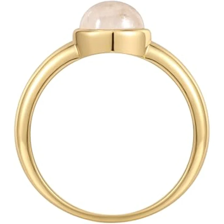 Rafaela Donata Damen Ring 925/- Sterling Silber gelbvergoldet 14 Karat mit weißen Mondstein Solitärring, 3,1 mm breit – Bild 3