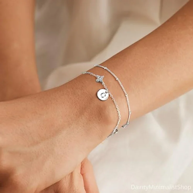 TINGN Armband mit Buchstaben A, Silber vergoldet mit vierblättrigem Kleeblatt und Cubic Zirkonia, personalisierbares Damen-Armband, 15cm + 5cm Verlängerung – Bild 5