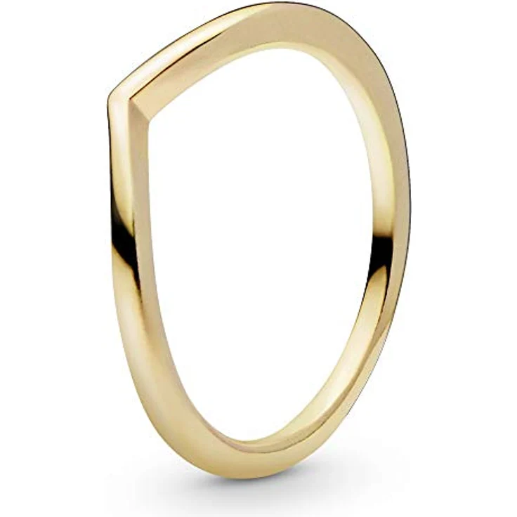 PANDORA Polierter Wishbone-Ring, 14 Karat vergoldete Metalllegierung mit Zirkonia, Größe 56, kombinierbar aus der Timeless Kollektion – Bild 1