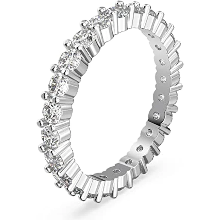 Swarovski Stilla Set, Rhodinierte Damenringe mit Weißen Swarovski Kristallen, Princess-Schliff und Pavé-Verzierung – Bild 3