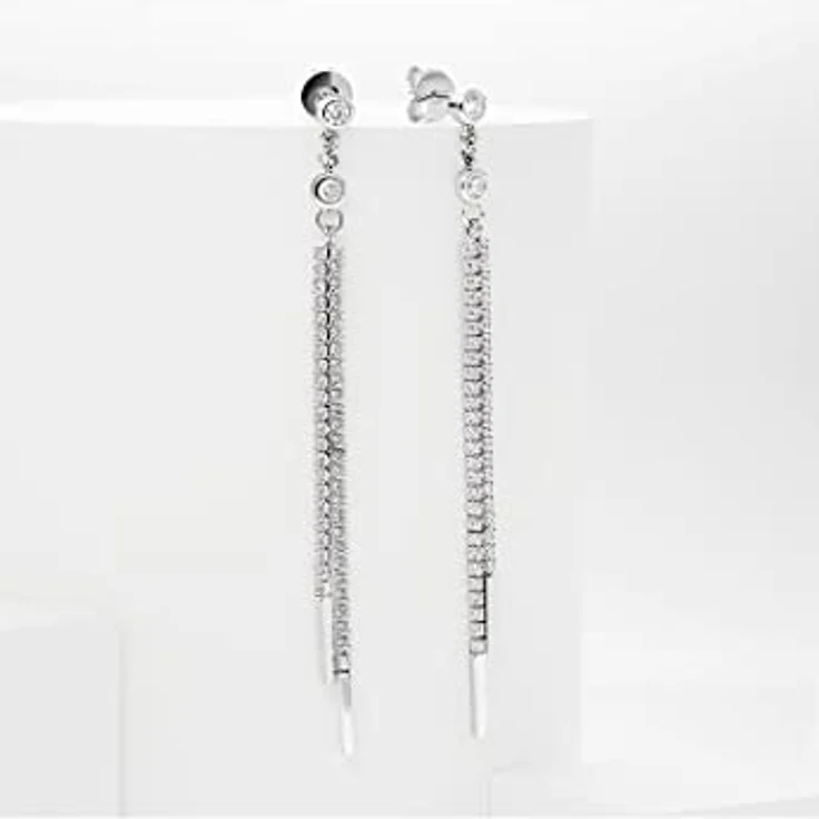 JETTE Damen-Ohrhänger 925er Silber mit 98 Zirkonia, 7,3 cm lang, Silber – Bild 2
