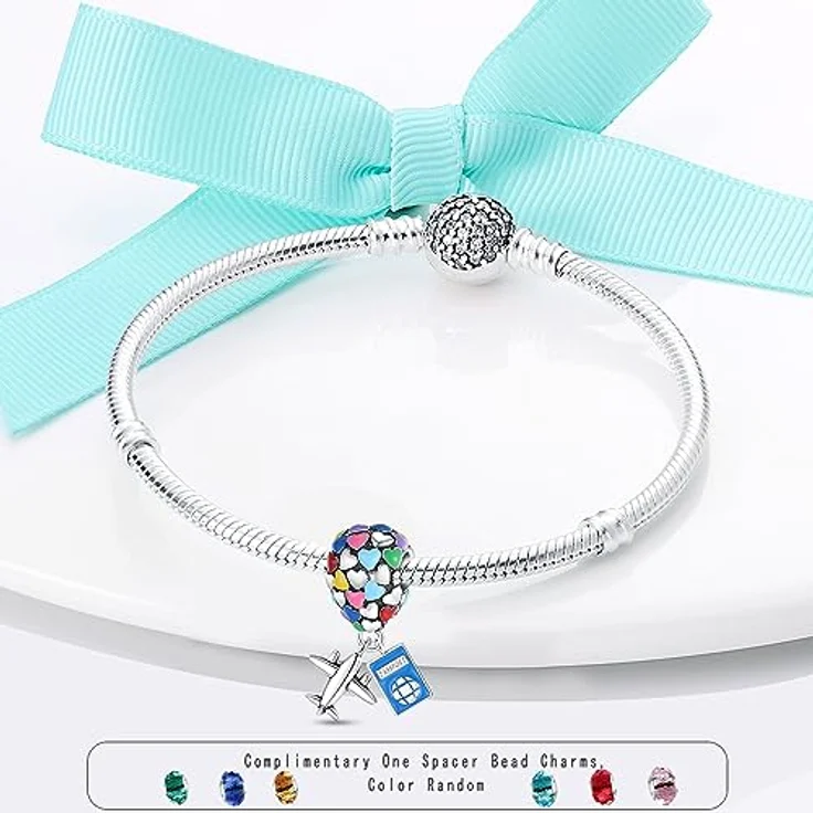 LNQOBU Silber 925 Charms Anhänger für Armbänder, kompatibel mit Pandora, inkl. Spacer Bead, 4,5-5 mm Lochgröße – Bild 3