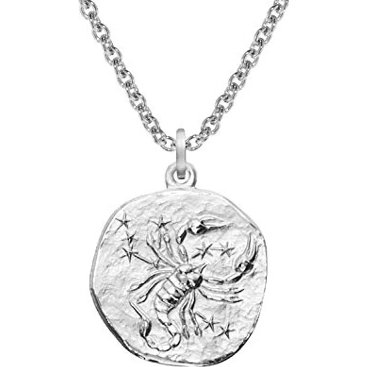 trendor Sternzeichen Skorpion Halskette 925 Silber, Ø 16 mm Anhänger mit 60 cm Kette, anlaufgeschützt rhodiniert, für Damen, Herren und Kinder