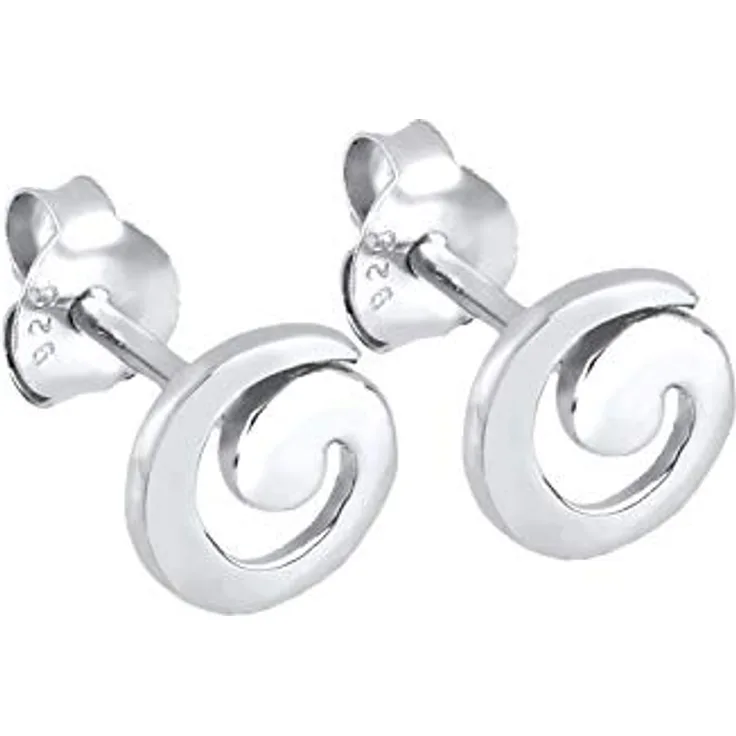 Elli Ohrringe Damen Ohrstecker Spirale aus 925 Sterling Silber, hochglanzpoliert und anlaufgeschützt, in türkiser Samtverpackung