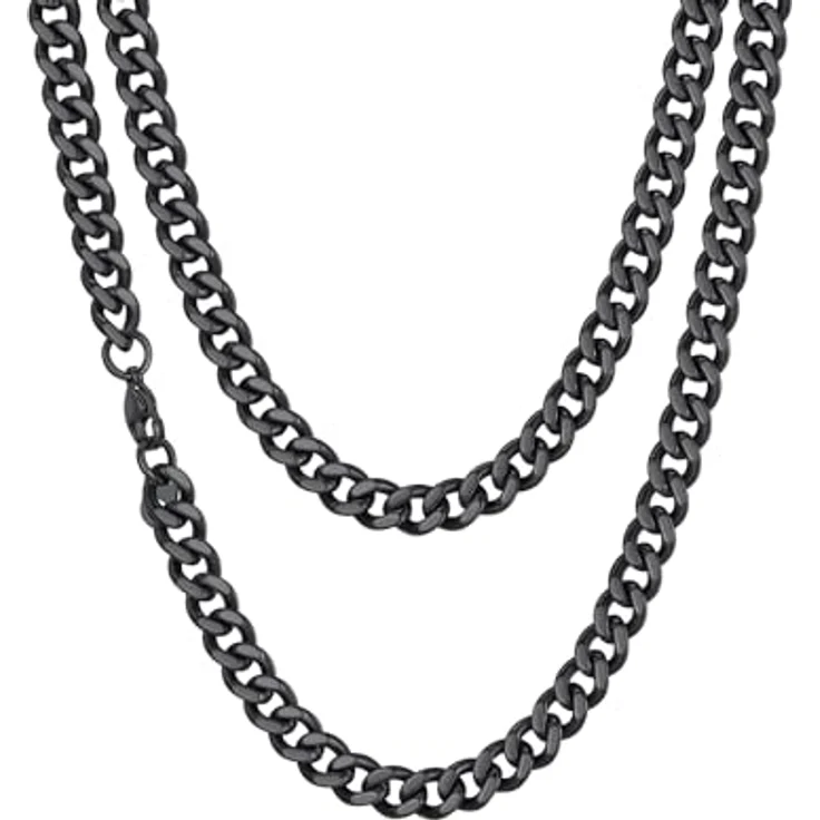 Richsteel Herren Halskette Klassische Panzerkette, Edelstahl Silber, 3/6/9/12mm breit, kubanische Hip-Hop Kette, 36-76cm als Herren Geschenk – Bild 1