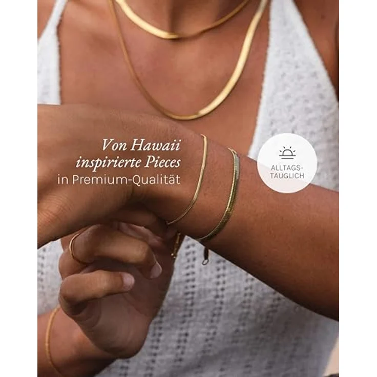 Purelei ilalo Armband (Gold), Damen-Armband aus Edelstahl, wasserfest, verstellbare Länge 16-19 cm, hawaiianisch inspiriert – Bild 3