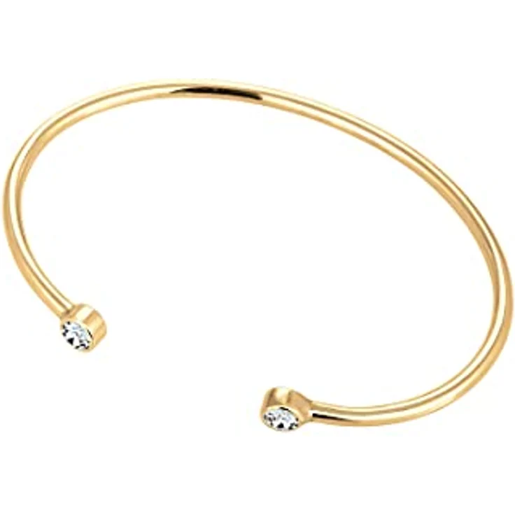 Elli Armband Damen Armreif Geo Minimal mit Kristallen, 925 Sterling Silber vergoldet, 17 cm – Bild 2