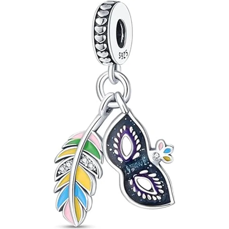 TINSLO Charm Anhänger Damen 925 Sterling Silber mit Zirkonia-Steinen, kompatibel mit Pandora Armband und Halskette, ideal als Geschenk für Frauen und Mädchen