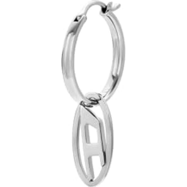 Diesel Herren-Ohrringe, Edelstahl dangle Earrings mit Hoops, silberfarben, poliert, 3,21 cm lang – Bild 2