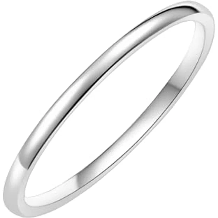 GLANZSTÜCKE MÜNCHEN Damen-Ring 925/- Sterling Silber, filigraner Stapelring aus rhodiniertem Sterlingsilber, 1,4 mm schmal, anlaufgeschützt, inklusive Schmuckbox für Geschenke – Bild 3