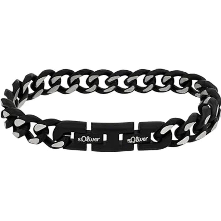 s.Oliver Herren Armkette, Edelstahl IP schwarz, 1,1 cm breit, verstellbar von 21,5 cm auf 20 cm – Bild 4