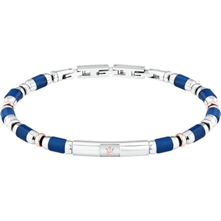 Maserati Herrenarmband ICONIC-Kollektion, Stahl mit Steinen, Länge 22 cm, Schmuckverschluss