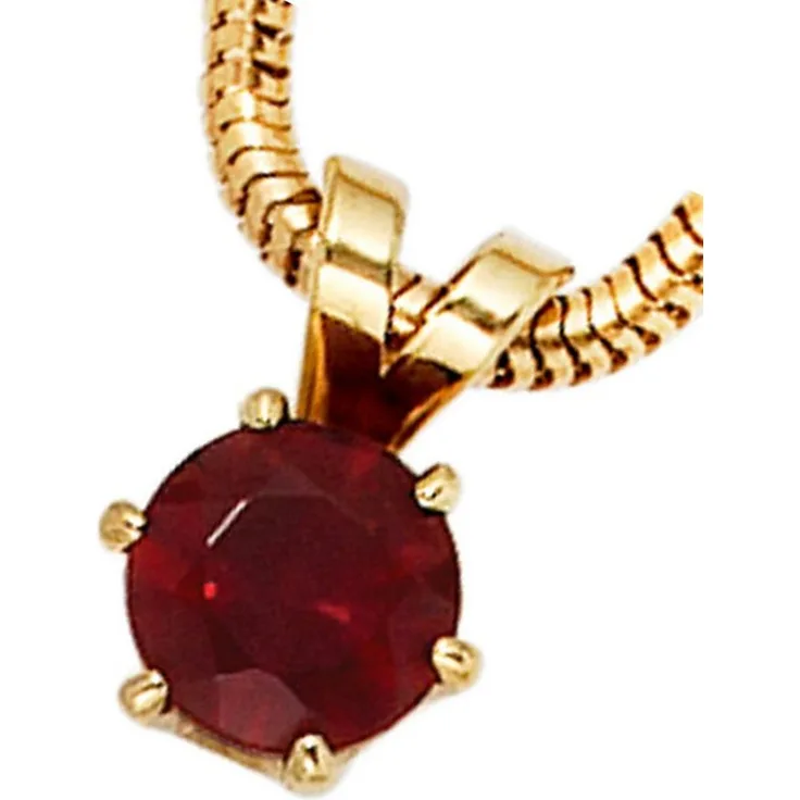 JOBO Kettenanhänger mit Granat, 585 Gelbgold, 9,4 mm hoch, 0,3 g