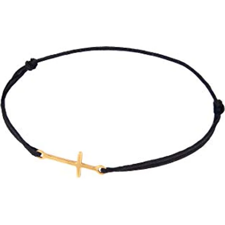 Elli Armband Damen Kreuz Symbol aus 925 Sterling Silber, elastisch, Nylon Schwarz – Bild 2