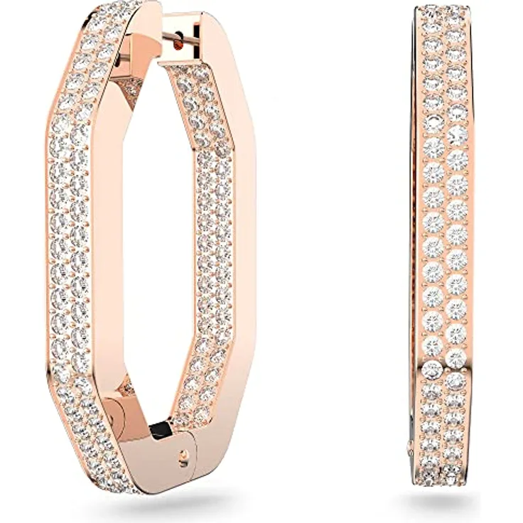 Swarovski DEXTERA:PE Hoop Oct M, Damen-Ohrringe in Kristall/Roségold, Referenz 5634991