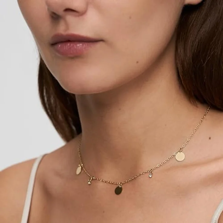 s.Oliver Necklace, elegante Halskette aus poliertem Edelstahl - IP Gold, Rolokette 47 cm, wasserfest & hautfreundlich – Bild 2