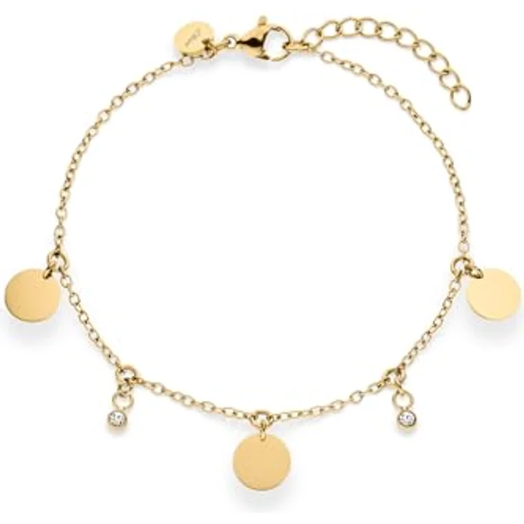 s.Oliver Bracelet, Armband aus poliertem Edelstahl, gold, Rolokette verstellbar bis 21 cm, wasserfest & hautfreundlich – Bild 1