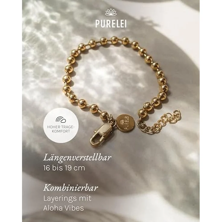 Purelei Armband Bubble, Armschmuck aus Edelstahl, 14K vergoldet, glänzende Kugeln – Bild 6