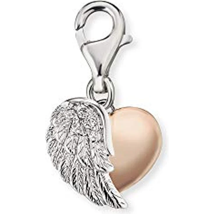 Engelsrufer Damen Charm Anhänger With Love, Bicolor Herzflügel aus 925 Sterling Silber mit Zirkonia, Karabinerverschluss, nickelfrei und allergikerfreundlich – Bild 1