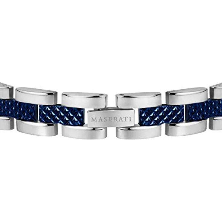 Maserati Herrenarmband JEWELS Kollektion, Edelstahl Grau PVD und Blau PVD, 21 cm, Clipverschluss – Bild 3