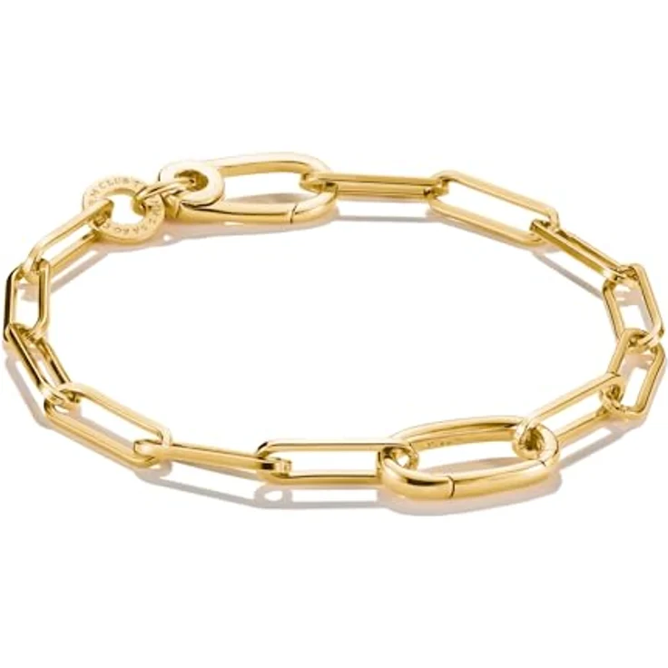 THOMAS SABO Charm-Armband Paperclip, vergoldet aus recyceltem 925 Silber mit Connect Link, vielseitig kombinierbar – Bild 1