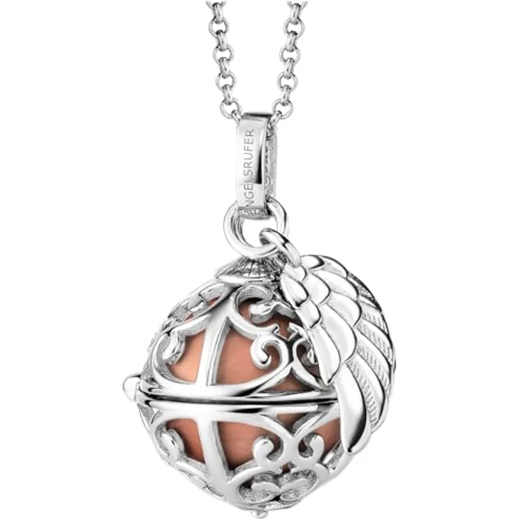 Engelsrufer Damen Halskette ERN-ER23-16-XS, Sterling Silber mit roséfarbener Klangkugel, Karabinerverschluss, 45+5 cm, nickelfrei – Bild 1